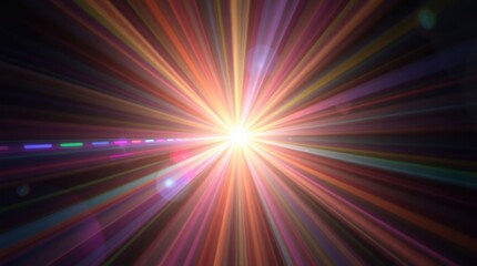 Blurred rainbow refraction overlay effect. Light lens prism effect on black background. Holographic reflection, crystal flare leak shadow overlay. Colorful rainbow disco ball light © BALEE