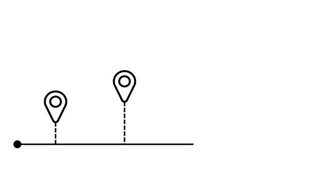 Business Progress Timeline with Animated Location Pin Markers