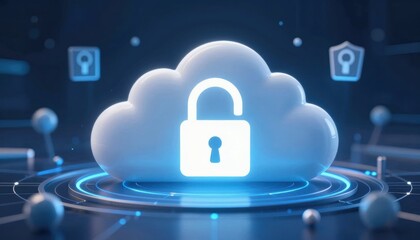 Securing cloud technology digital locking solutions for data protection virtual environment modern concept
