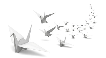 Abstract Flying Paper Birds