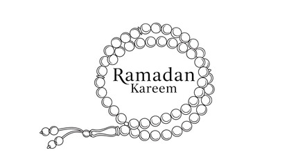 Obraz premium A minimalist vector graphic of a rosary with Ramadan Kareem text Ramadan