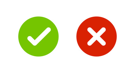 Check mark and cross icon in flat design. Approve and reject symbol. Yes and no sign © Abdul