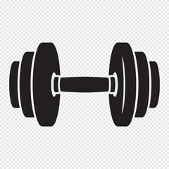 Black dumbbell vector silhouette. Gym equipment for weightlifting and exercise icon.