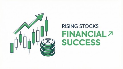 Illustration of rising stocks and coins symbolizing financial success and growth