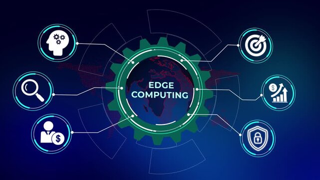 Edge computing modern IT technology on virtual screen. Business, technology, internet and networking concept.