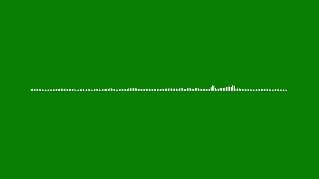Music sound wave animation on green background with dynamic audio waveform spectrum, modern digital visualizer loop for music videos, podcasts, streaming, and motion design projects