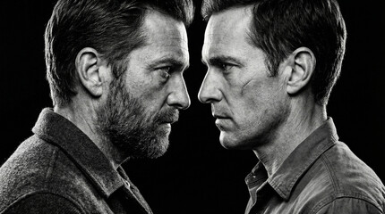 Obraz premium 向かい合った男性2人の写真