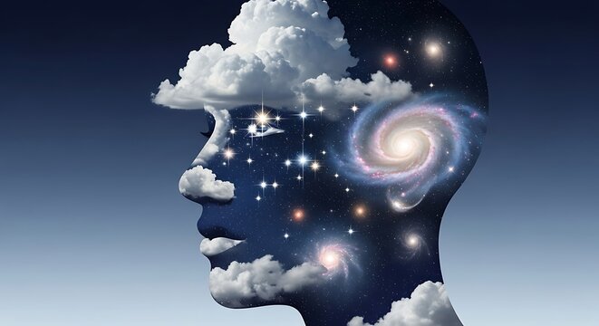 Cosmic dreamscape a celestial human profile