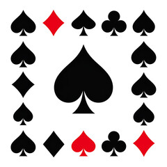 Cards Spade-centered playing card suits (spades, hearts, diamonds, clubs) arranged around center spade