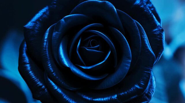 Intimate Closeup Of Blue Rose. Artistic Depiction Emphasizing Romantic And Luxurious Floral Details
