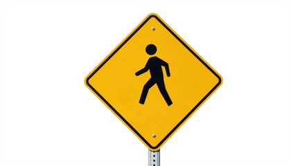 Pedestrian crossing sign urban setting traffic safety icon high visibility frontal view navigation awareness
