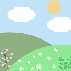 Sunny Morning in Peaceful Nature Field