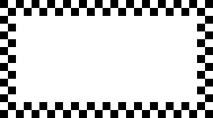 Black and white checkerboard frame. Black White Checkered Border. Classic checkered race flag car finish line or start line. Flat vector illustration isolated on transparent background