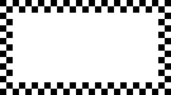 Black and white checkerboard frame. Black White Checkered Border. Classic checkered race flag car finish line or start line. Flat vector illustration isolated on transparent background