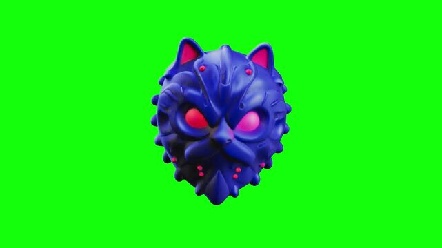 3D monster mask animated on green screen background
