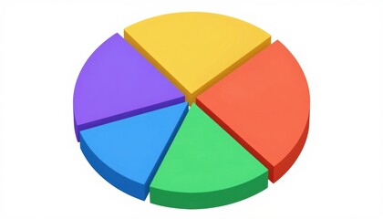 Fototapeta premium Colorful pie chart displaying data segmentation analysis office space infographic professional environment top view data visualization