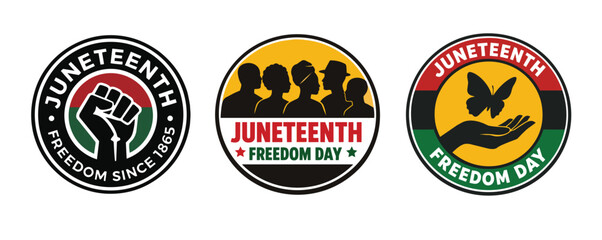 Naklejka premium Juneteenth June 19 Cultural Seal Logo in Pan-African Colors