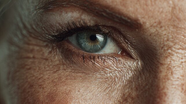 A woman's eye is open and has a greenish tint