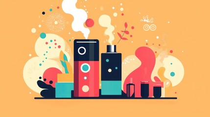 Fototapeta premium Flat vector illustration of modern vape device