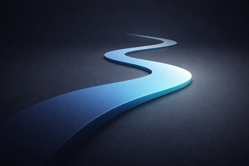 Blue Winding Path in the Dark