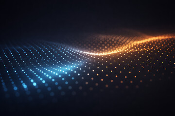 Abstract Digital Network Landscape with Blue and Orange