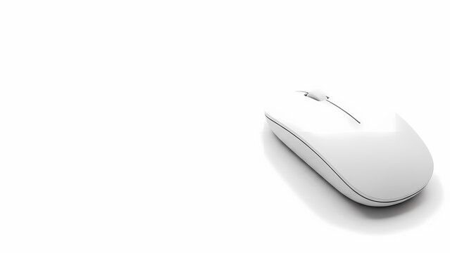 Minimalistic white computer mouse on a plain white background