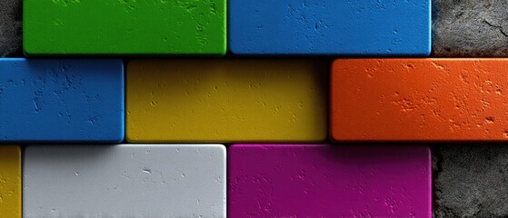 Fototapeta premium Colorful lego bricks arranged in different patterns for creative play and fun activities among children and adults