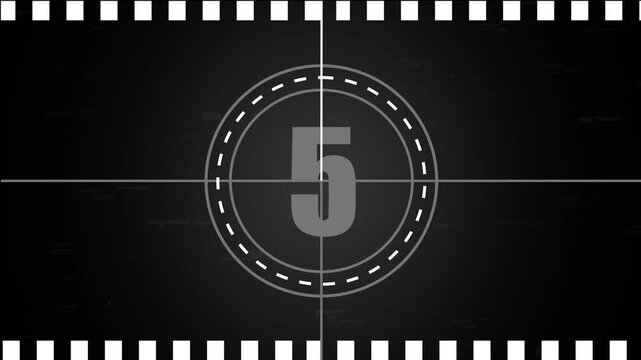 Movie countdown frame with number 10 - 0 suitable for film industry promotional material. Countdown movie from 10 to 0 number. Old film countdown.