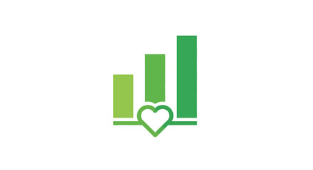 Green Bar Graph with Heart Symbol.