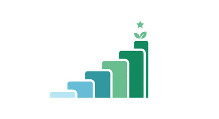 Green Bar Graph with Sprouting Plant.