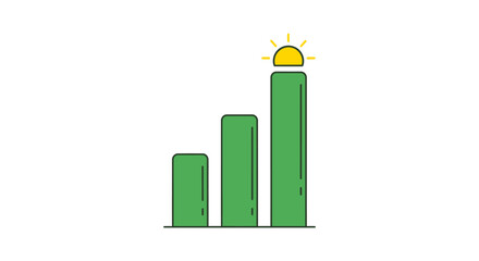 Green Bar Graph with Yellow Sun Icon.