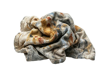 Dirty crumpled rag stained with paint and grime