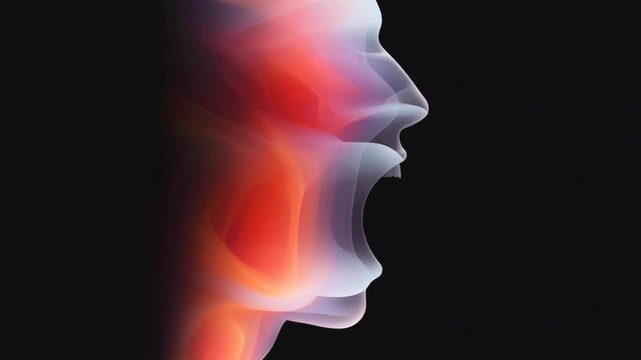 Animation of a Multi Layered 3D horror Illustration of a Screaming Man&rsquo;s Head with Color Grading