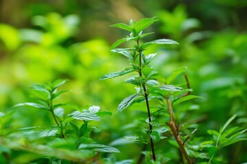 Obraz premium A green plant with leaves that are wet