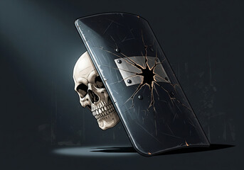 Broken Shield &ndash; Authority and Vulnerability Symbol Illustration