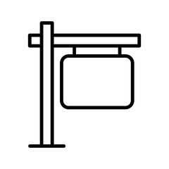 Blank real estate sign board, linear icon. Property for sale, yard announcement, and advertising. Line with editable stroke