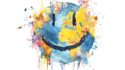 Global happiness awareness artwork high quality commercial style