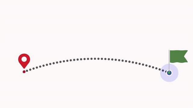 Animated Journey Path with Location Pin and Goal Flag Animation
