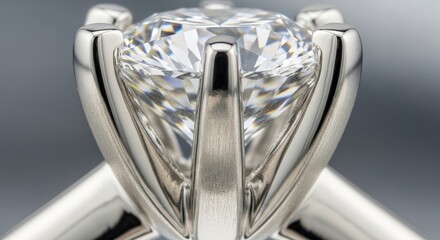 Close-up of a radiant princess-cut diamond ring set in sleek modern silver prong setting, brilliant sparkle and light refraction, luxury jewelry design, high-end engagement ring concept