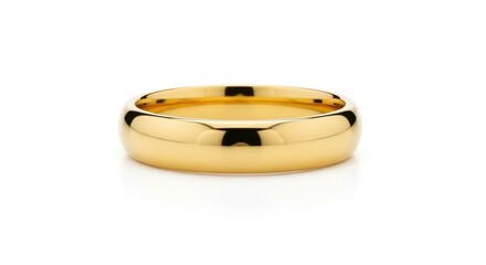 Elegant gold wedding ring with smooth polished edges and subtle inner bezel, high-quality fine jewelry, romantic engagement or marriage symbol, luxurious metallic finish, minimalist design, bridal