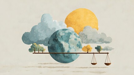 World Meteorological Day illustration showing earth climate balance