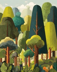 Forest conservation concept illustration healthy trees biodiversity and clean environment