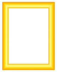Bright gold frame icon, shiny rectangular border illustration, elegant luxury photo placeholder design, premium vector template