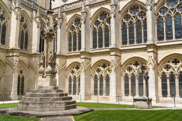 The cloister and garden of Burgos Cathedral in Spain