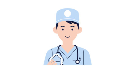 Fototapeta premium Healthcare professional with stethoscope performing medical check-up in clinical setting with friendly demeanor and modern