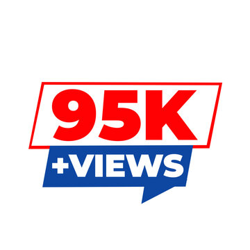 95K Views PNG, White Audience Engagement Counter, Viral Reach Badge, Viewer Trend Label, Digital Graphic Sticker