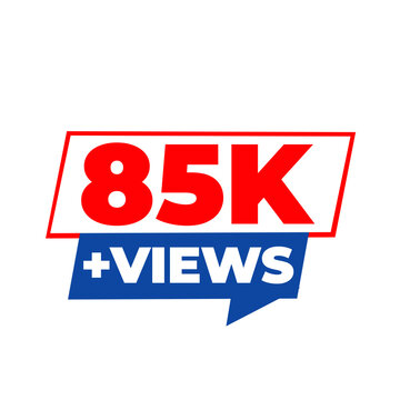 85K Views PNG, White Viral Audience Counter, Digital Engagement Badge, Viewer Reach Label, Social Graphic Sticker