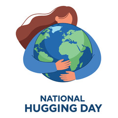 National Hugging Day woman embracing earth globe