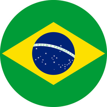 Brazil national flag round badge. Vector flag of Brazil