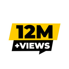 Fototapeta premium 12M Views Engagement Growth Counter PNG, Online Boost Badge Icon, Audience Reach Label Design, Viral Content Tag Graphic, Viewer Stats Sticker Icon, Social Trend Symbol
